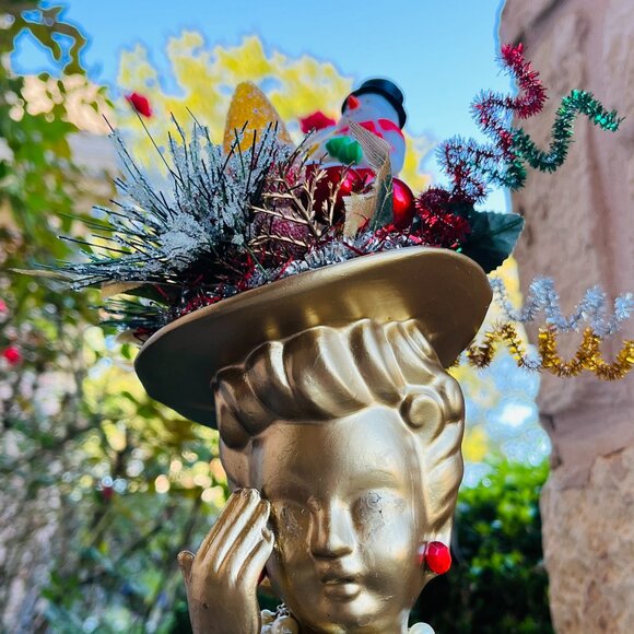 OOAK Kitschy Christmas Head vase made by me! - Picture 16 of 16